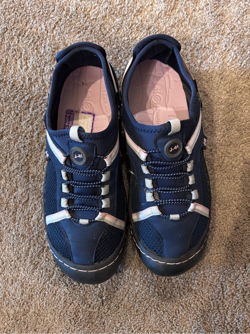 J-41 Navy Sneakers with Pink Insole and White Accents
